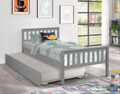 Twin Bed with Trundle, Platform Bed Frame with Headboard and Footboard, for Bedroom Small Living Space,No Box Spring Needed,Grey image 10