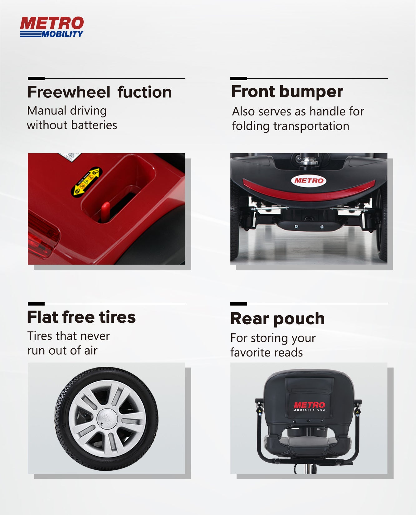 Four wheels Compact Travel Mobility Scooter with 300W Motor for Adult-300lbs, RED image 3