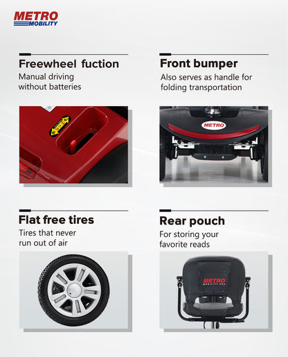 Four wheels Compact Travel Mobility Scooter with 300W Motor for Adult-300lbs, RED image 3