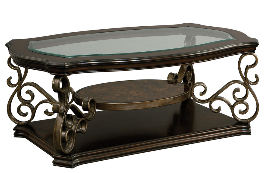 Cocktail Table, Glass table top, MDF W/marble paper middle shelf, powder coat finish metal legs. (52"Lx32"Wx20.3"H) image 10