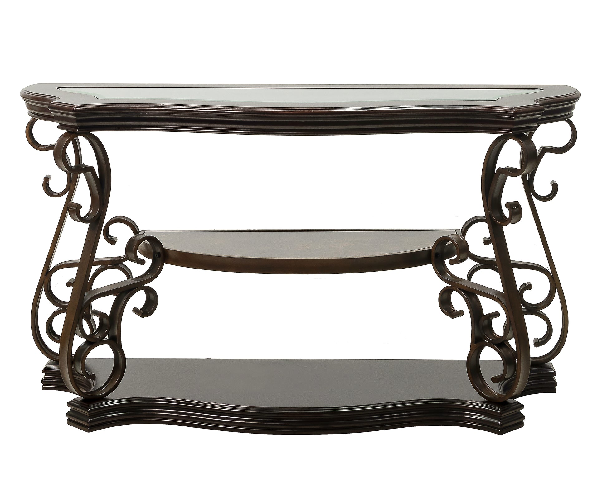 Sofa Table, Glass table top, MDF W/marble paper middle shelf, powder coat finish metal legs. (54"Lx20"Wx30"H) image 8