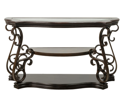 Sofa Table, Glass table top, MDF W/marble paper middle shelf, powder coat finish metal legs. (54"Lx20"Wx30"H) image 8