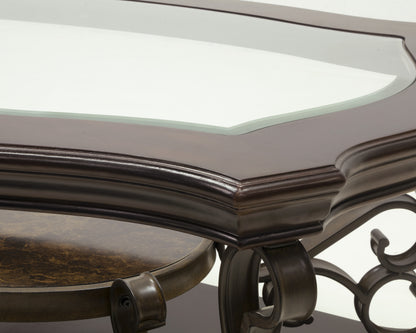 Cocktail Table, Glass table top, MDF W/marble paper middle shelf, powder coat finish metal legs. (52"Lx32"Wx20.3"H) image 3
