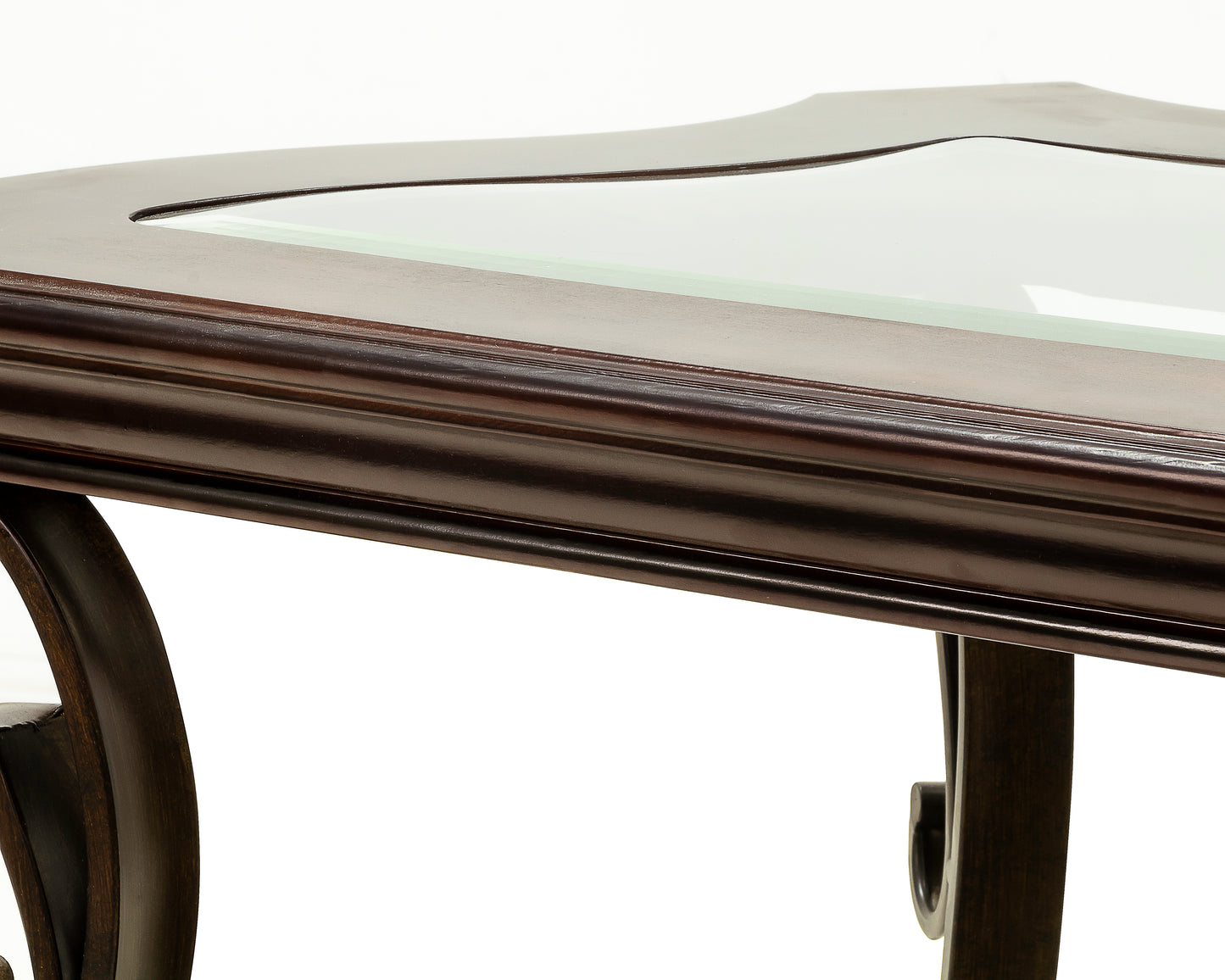 Sofa Table, Glass table top, MDF W/marble paper middle shelf, powder coat finish metal legs. (54"Lx20"Wx30"H) image 5