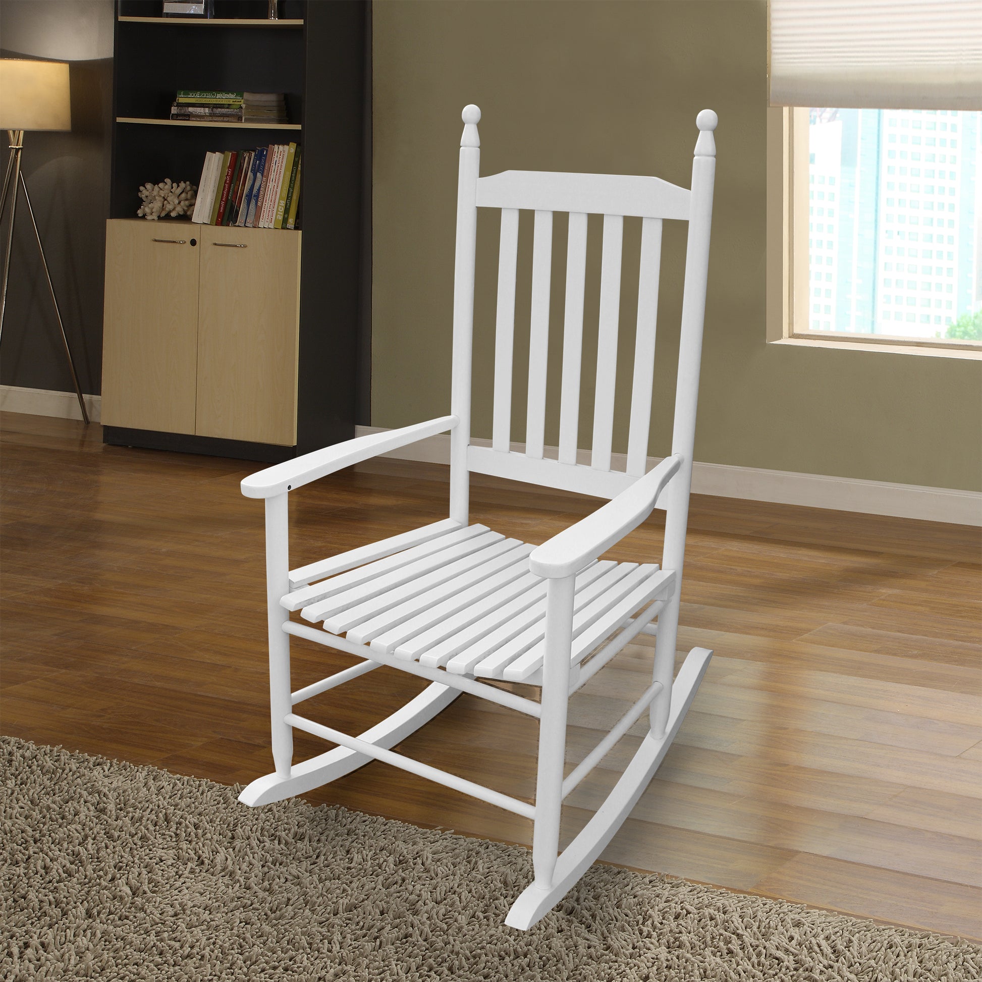 wooden porch rocker chair WHITE, without mat image 1