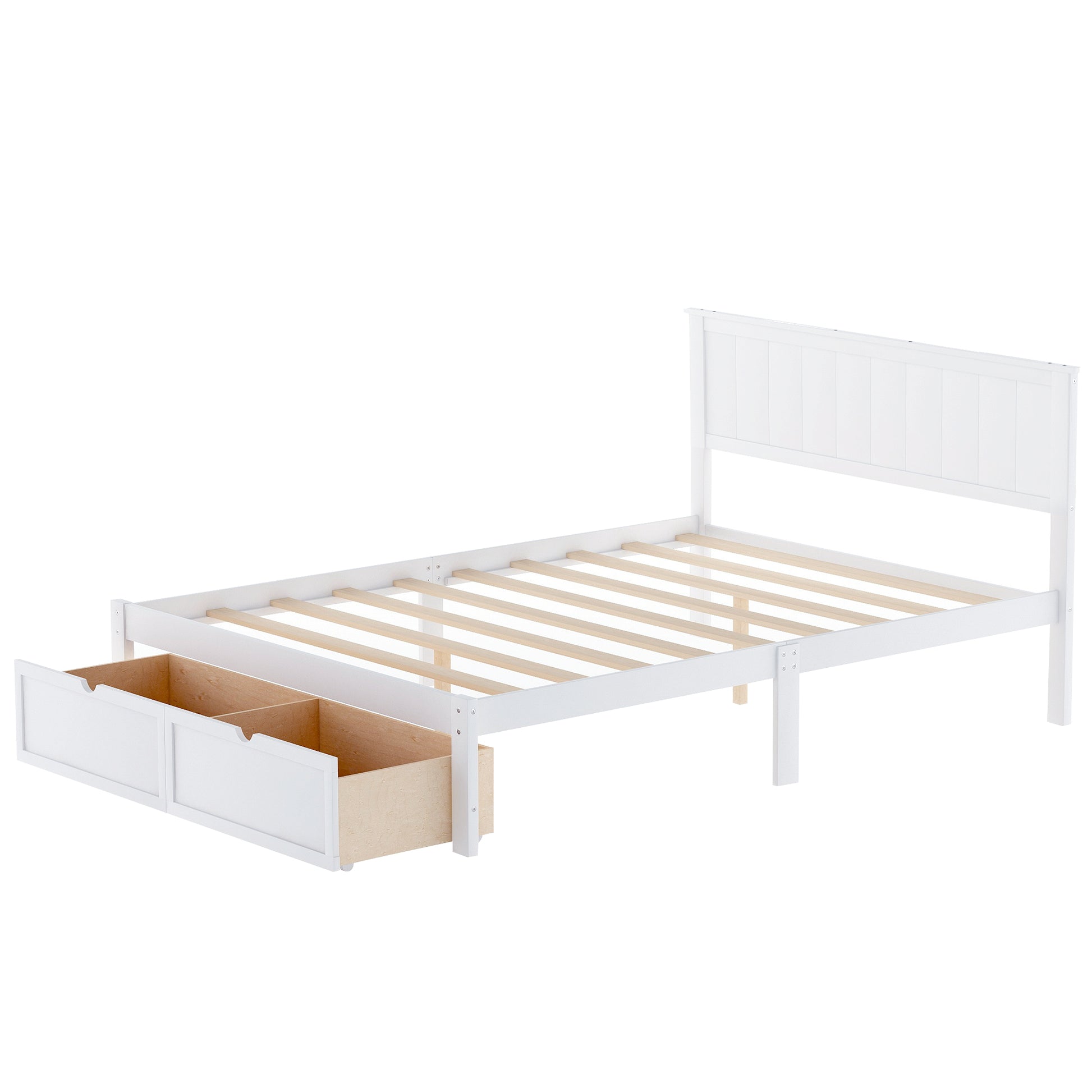 Full Size Platform Bed with Under-bed Drawers, White image 4