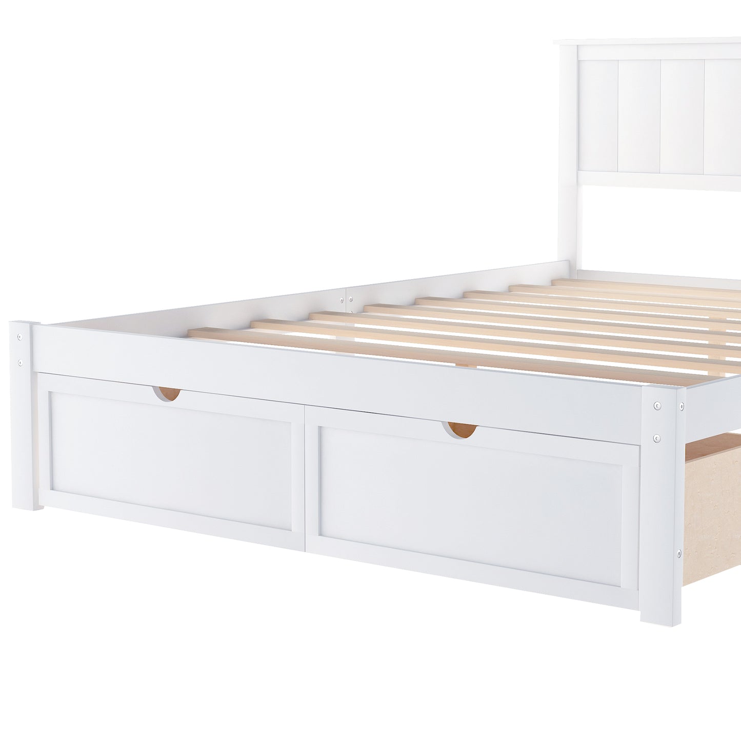 Full Size Platform Bed with Under-bed Drawers, White image 10
