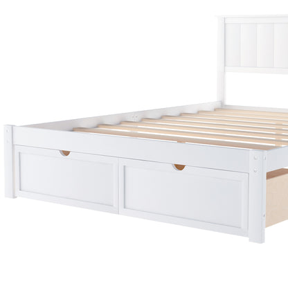Full Size Platform Bed with Under-bed Drawers, White image 10