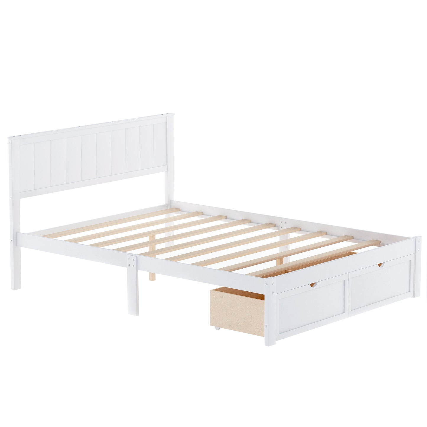 Full Size Platform Bed with Under-bed Drawers, White image 6