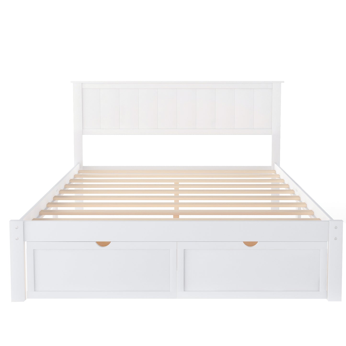 Full Size Platform Bed with Under-bed Drawers, White image 8