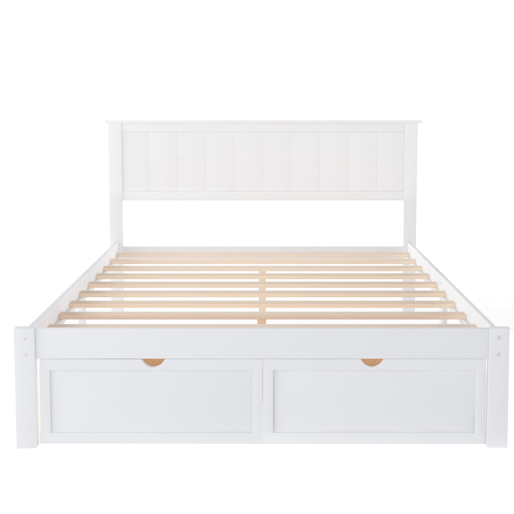 Full Size Platform Bed with Under-bed Drawers, White image 8