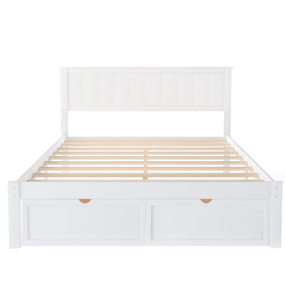 Full Size Platform Bed with Under-bed Drawers, White image 8