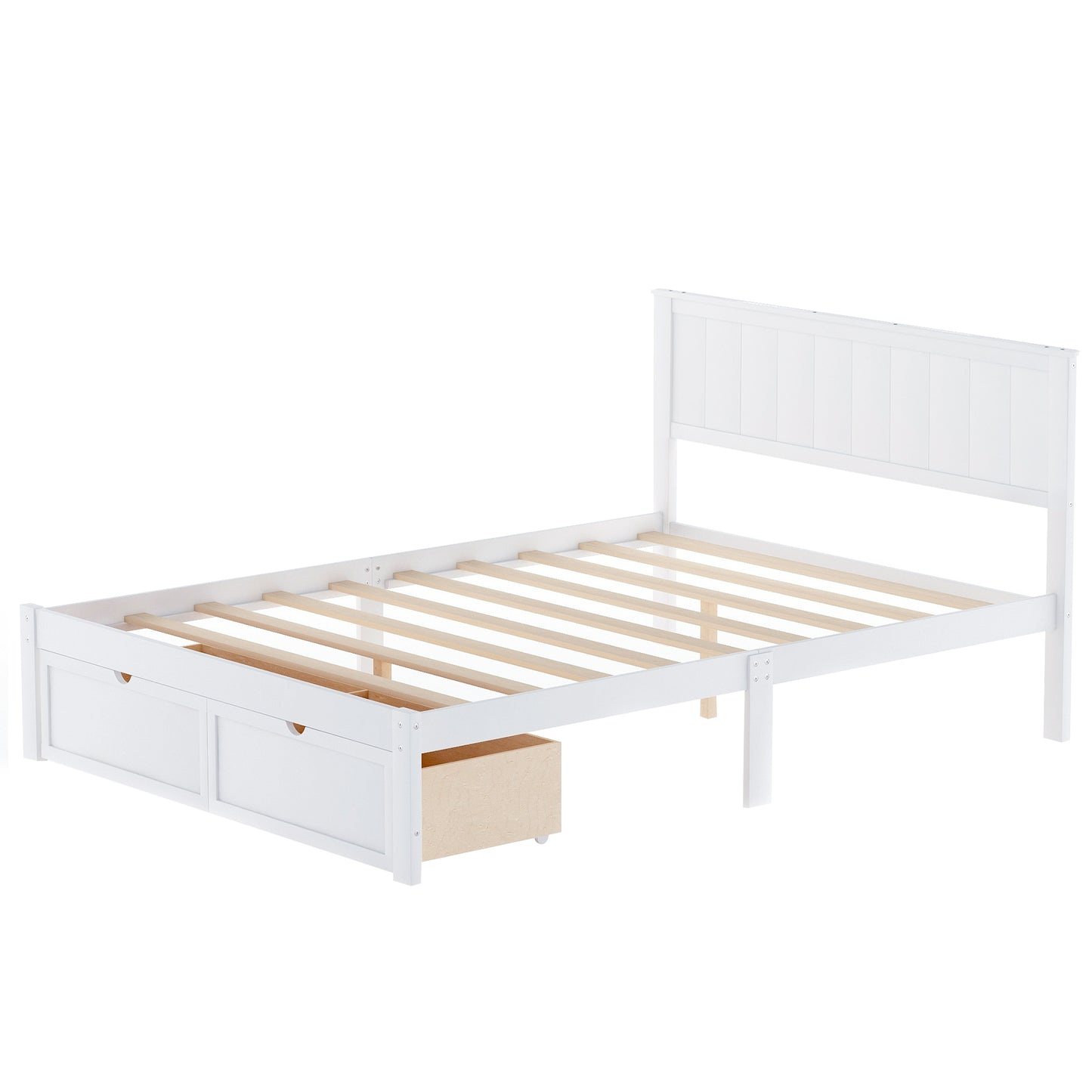 Full Size Platform Bed with Under-bed Drawers, White image 5