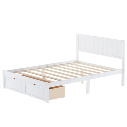 Full Size Platform Bed with Under-bed Drawers, White image 5