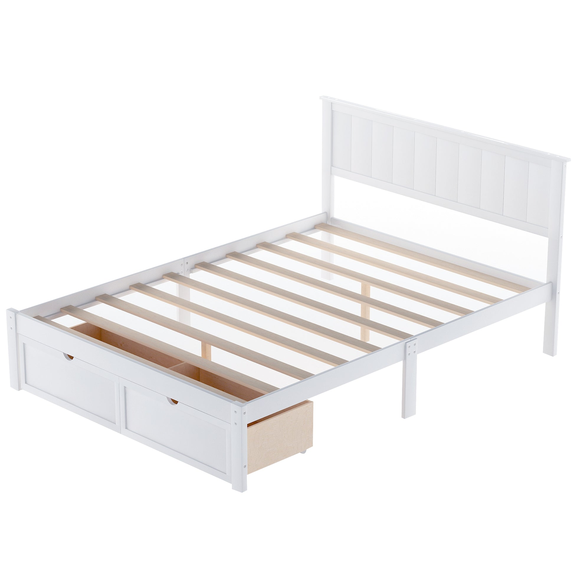 Full Size Platform Bed with Under-bed Drawers, White image 7
