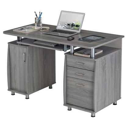 Techni Mobili Complete Workstation Computer Desk with Storage, Grey image 8