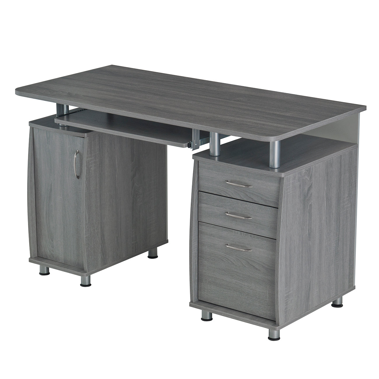 Techni Mobili Complete Workstation Computer Desk with Storage, Grey image 5