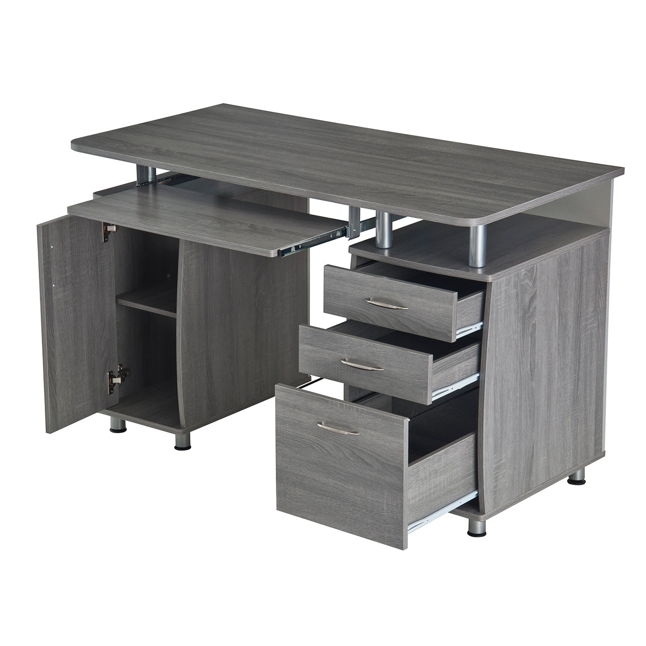 Techni Mobili Complete Workstation Computer Desk with Storage, Grey image 10
