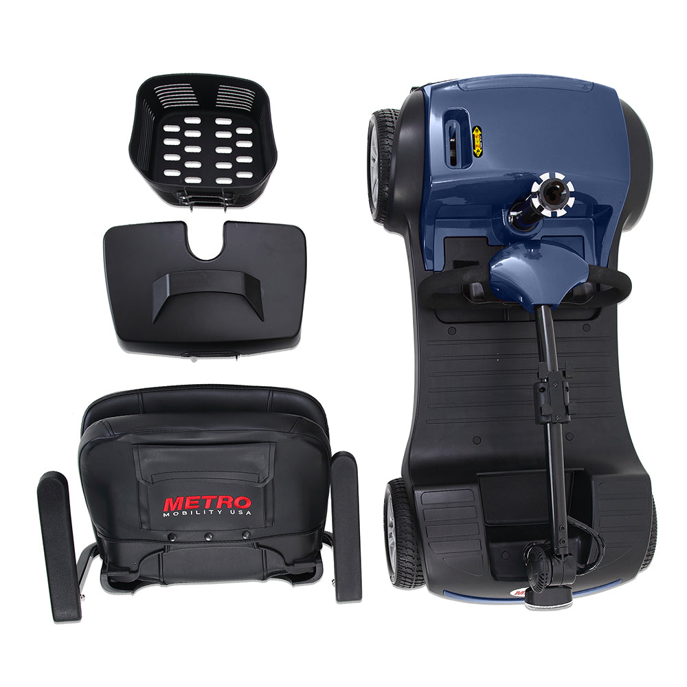 Four wheels Compact Travel Mobility Scooter with 300W Motor for Adult-300lbs, BLUE image 4
