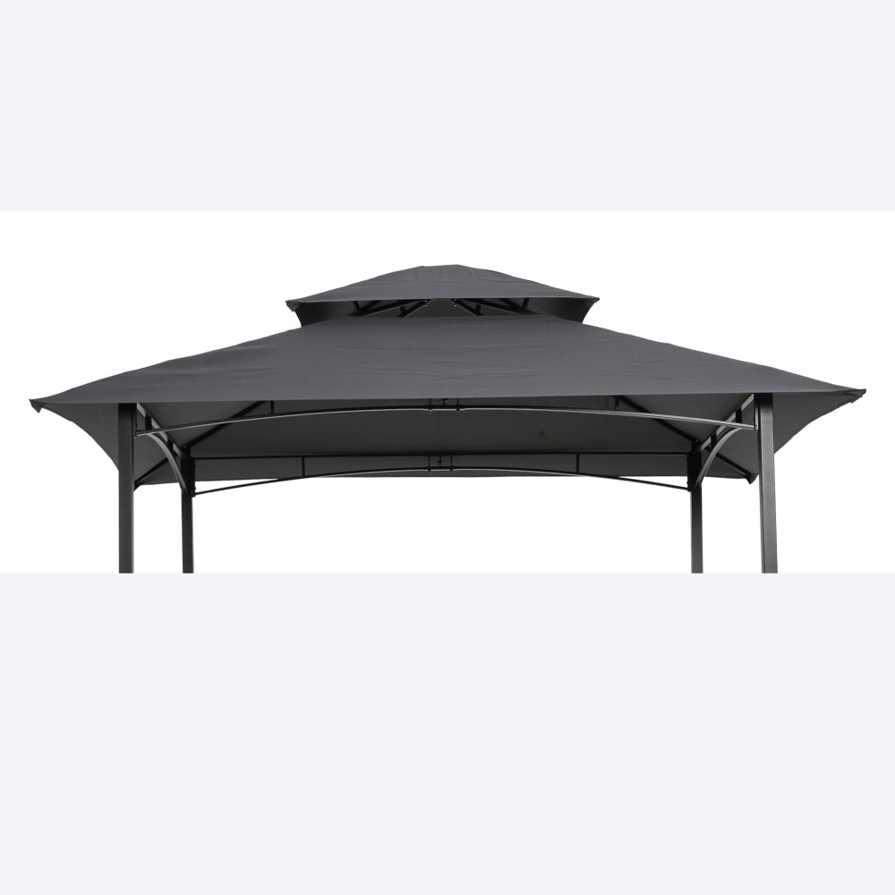 8x5Ft Grill Gazebo Replacement Canopy,Double Tiered BBQ Tent Roof Top Cover,Beige