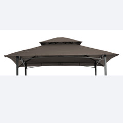 8x5Ft Grill Gazebo Replacement Canopy,Double Tiered BBQ Tent Roof Top Cover,Beige
