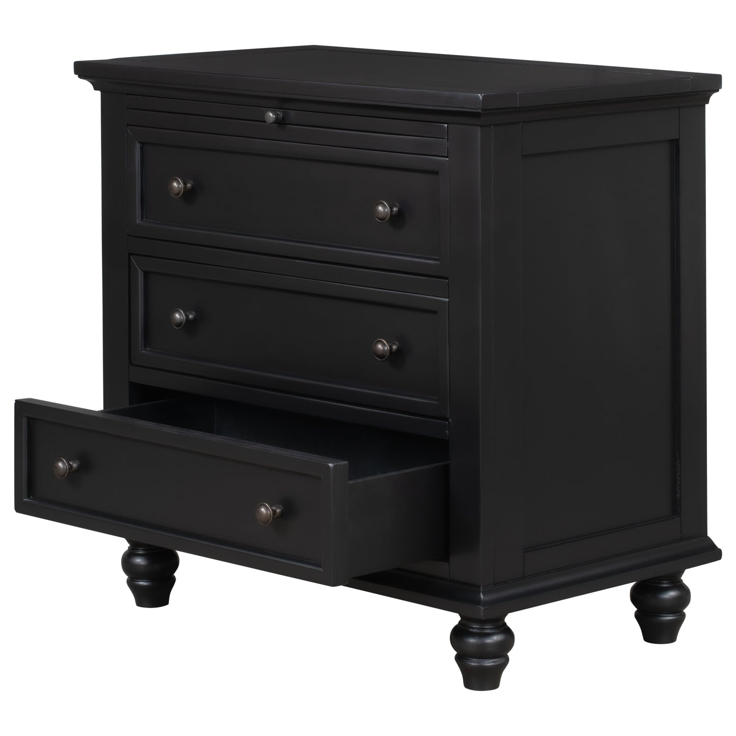 U_STYLE 27.6'' Painted Nightstand with pull-out tray, Fashion Bedside Cabinet with 3 Drawers, Minimalist Sofa Side Table with rubber legs and Metal handle for Bedroom Sofa Couch Office image 10
