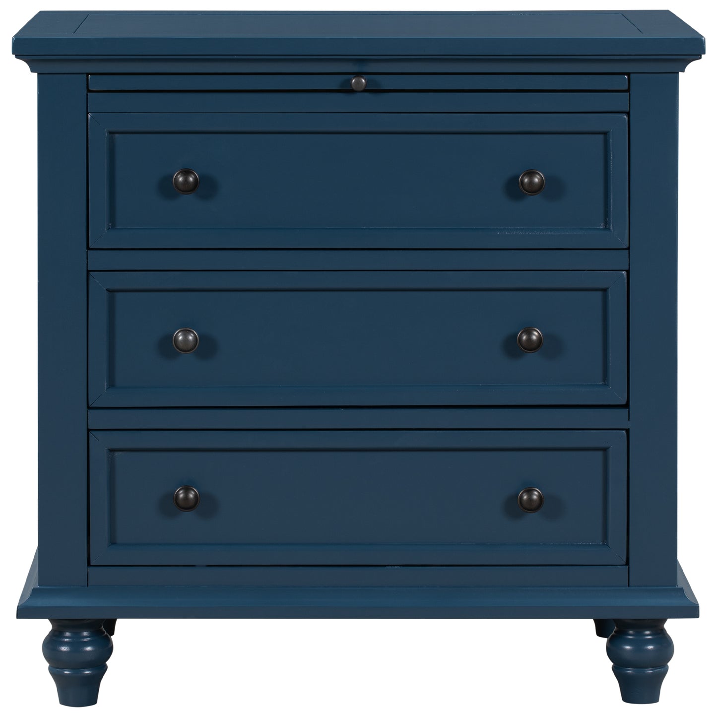 U_STYLE 27.6''Nightstand with Pine Wood veneer, Fashion Bedside Cabinet with 3 Drawers and pull-out tray, Minimalist Sofa Side Table with rubber legs and Metal handle for Bedroom Sofa Couch Office image 7