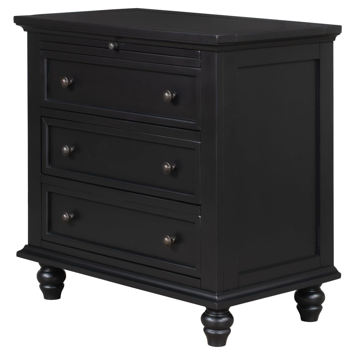U_STYLE 27.6'' Painted Nightstand with pull-out tray, Fashion Bedside Cabinet with 3 Drawers, Minimalist Sofa Side Table with rubber legs and Metal handle for Bedroom Sofa Couch Office image 8