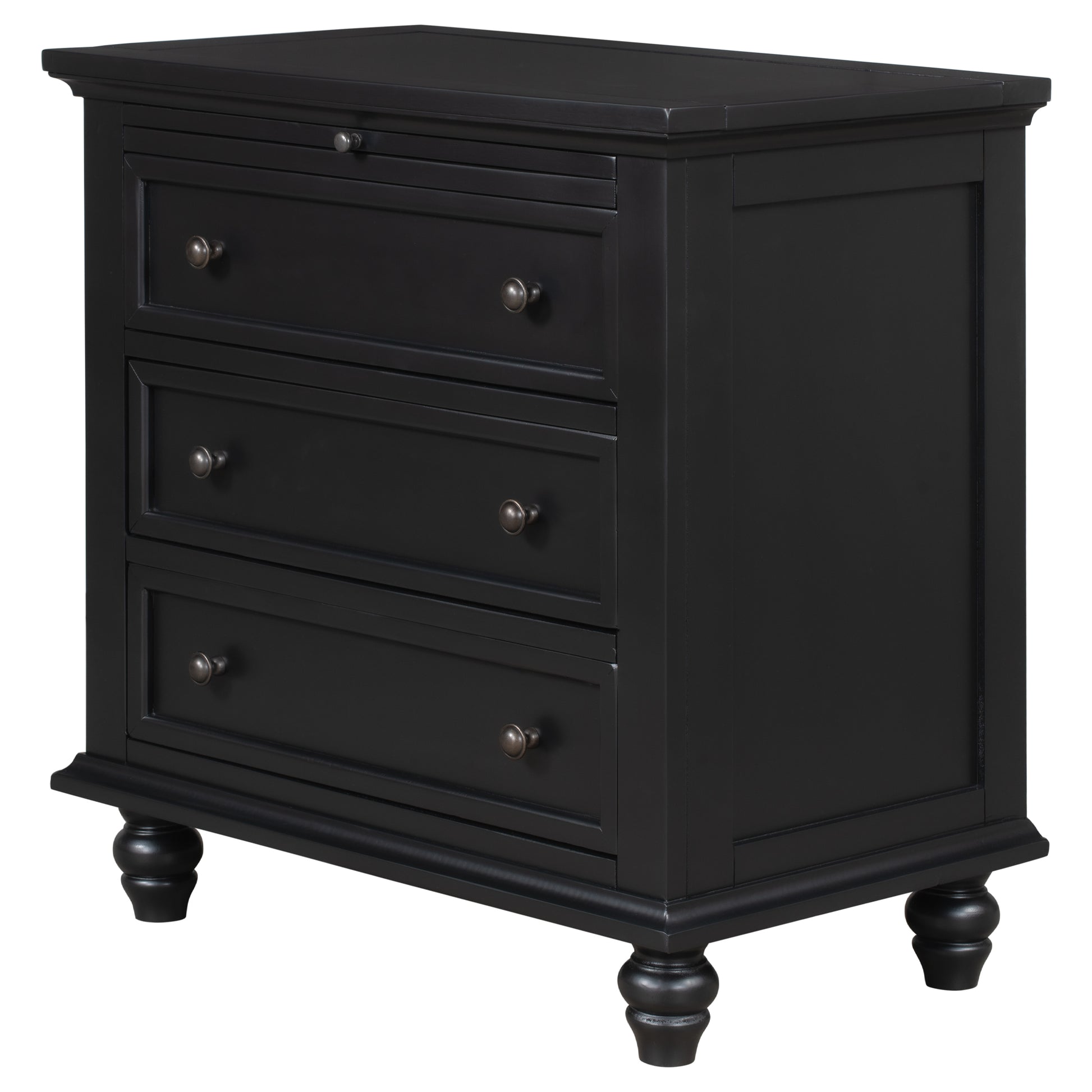 U_STYLE 27.6'' Painted Nightstand with pull-out tray, Fashion Bedside Cabinet with 3 Drawers, Minimalist Sofa Side Table with rubber legs and Metal handle for Bedroom Sofa Couch Office image 8