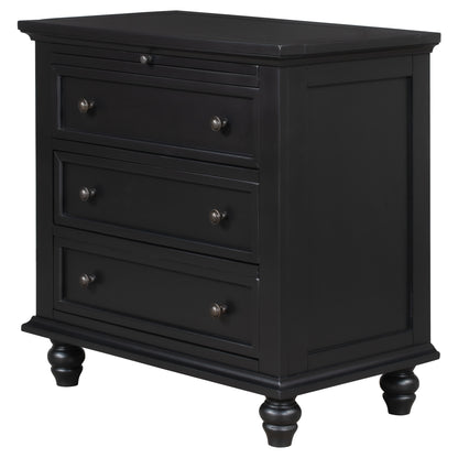 U_STYLE 27.6'' Painted Nightstand with pull-out tray, Fashion Bedside Cabinet with 3 Drawers, Minimalist Sofa Side Table with rubber legs and Metal handle for Bedroom Sofa Couch Office image 8