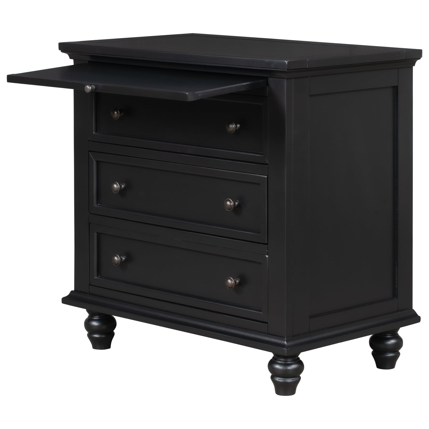 U_STYLE 27.6'' Painted Nightstand with pull-out tray, Fashion Bedside Cabinet with 3 Drawers, Minimalist Sofa Side Table with rubber legs and Metal handle for Bedroom Sofa Couch Office image 9