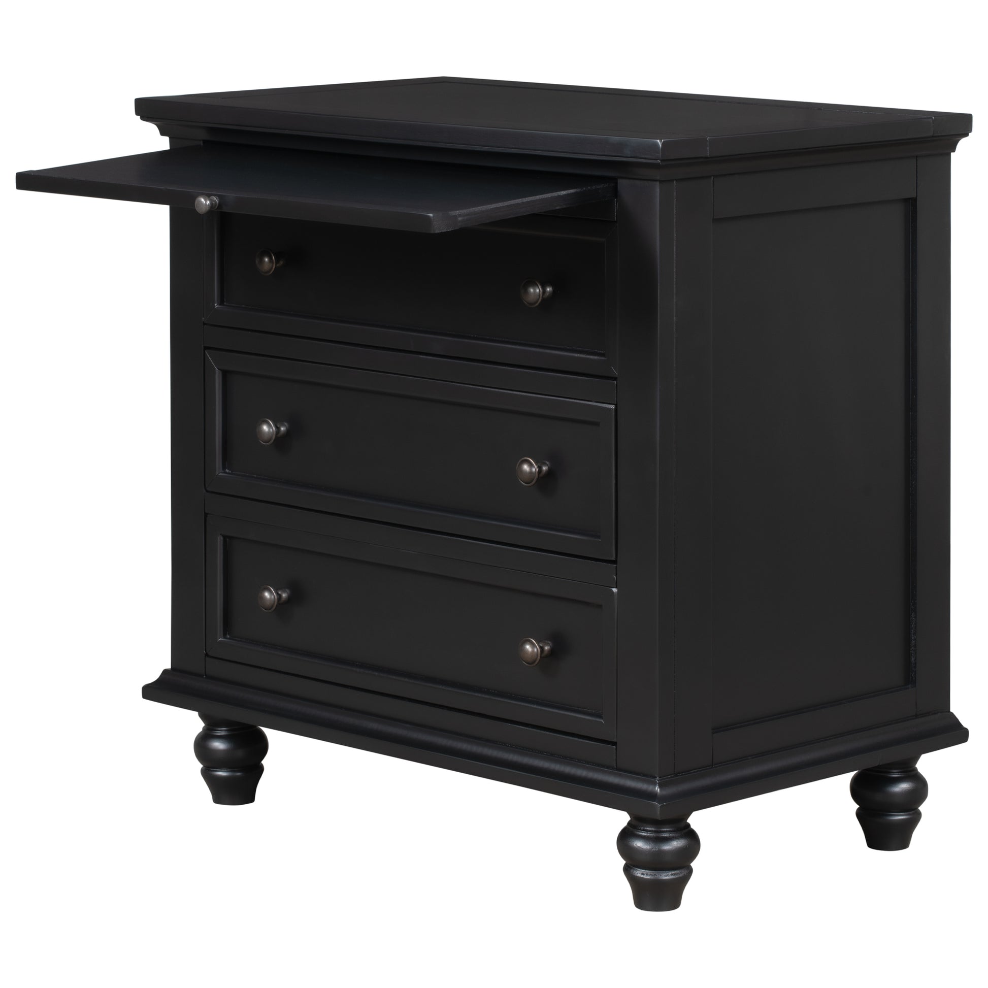 U_STYLE 27.6'' Painted Nightstand with pull-out tray, Fashion Bedside Cabinet with 3 Drawers, Minimalist Sofa Side Table with rubber legs and Metal handle for Bedroom Sofa Couch Office image 9