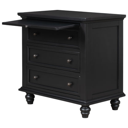 U_STYLE 27.6'' Painted Nightstand with pull-out tray, Fashion Bedside Cabinet with 3 Drawers, Minimalist Sofa Side Table with rubber legs and Metal handle for Bedroom Sofa Couch Office image 9