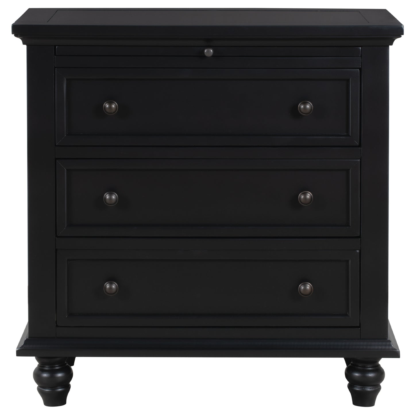 U_STYLE 27.6'' Painted Nightstand with pull-out tray, Fashion Bedside Cabinet with 3 Drawers, Minimalist Sofa Side Table with rubber legs and Metal handle for Bedroom Sofa Couch Office image 7