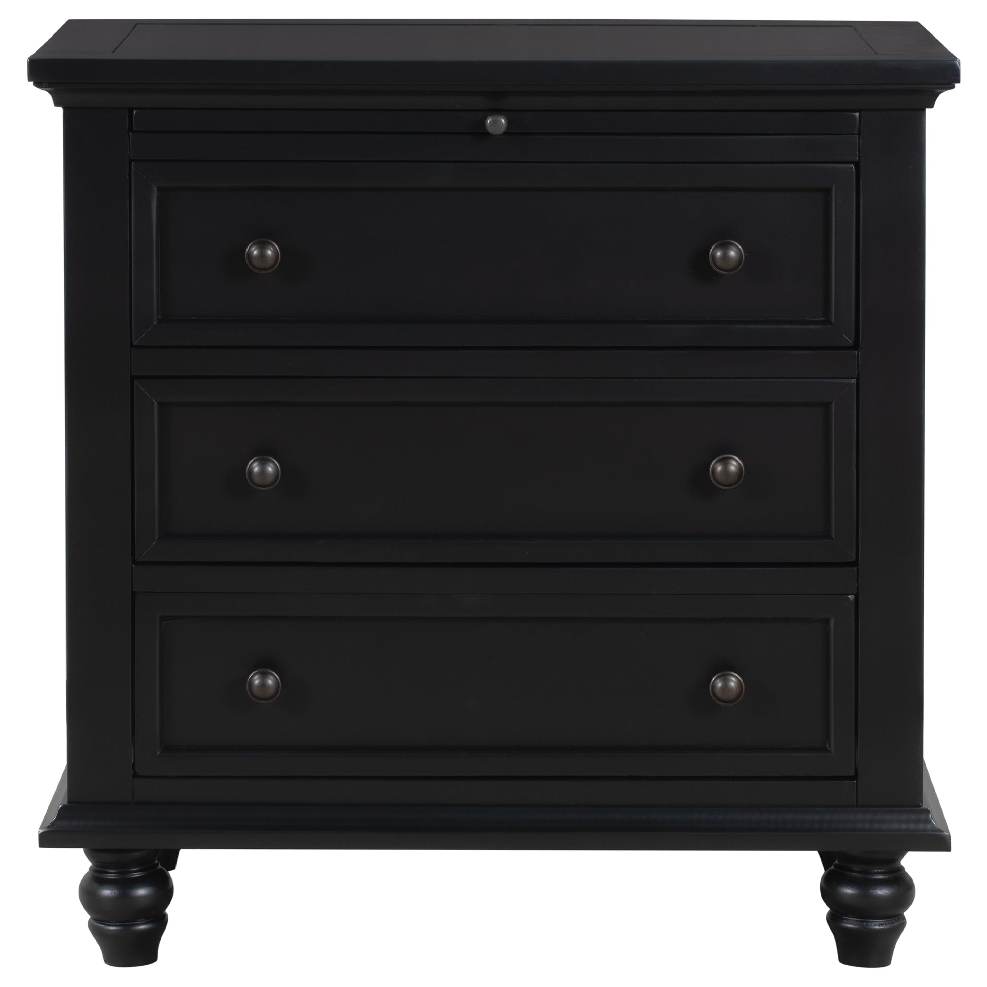 U_STYLE 27.6'' Painted Nightstand with pull-out tray, Fashion Bedside Cabinet with 3 Drawers, Minimalist Sofa Side Table with rubber legs and Metal handle for Bedroom Sofa Couch Office image 7