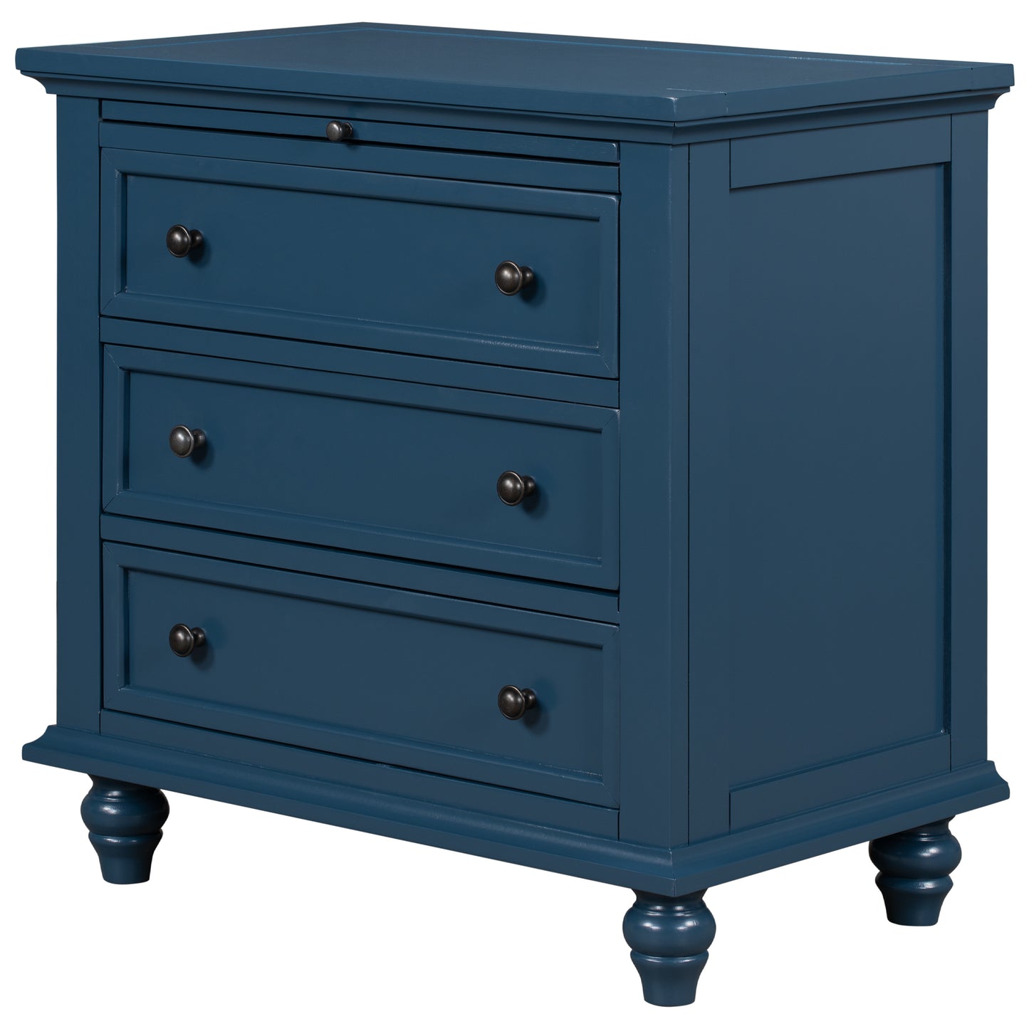 U_STYLE 27.6''Nightstand with Pine Wood veneer, Fashion Bedside Cabinet with 3 Drawers and pull-out tray, Minimalist Sofa Side Table with rubber legs and Metal handle for Bedroom Sofa Couch Office image 8