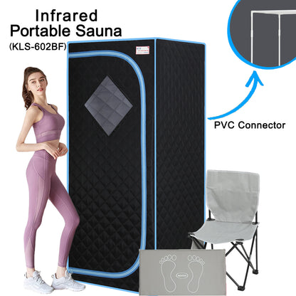 Portable Full Size Black Infrared Sauna tent–Personal Home Spa, with Infrared Panels, Heating Foot Pad,Controller, Foldable Chair,Reading light.Easy to Install.Fast heating, with FCC Certification. image 1