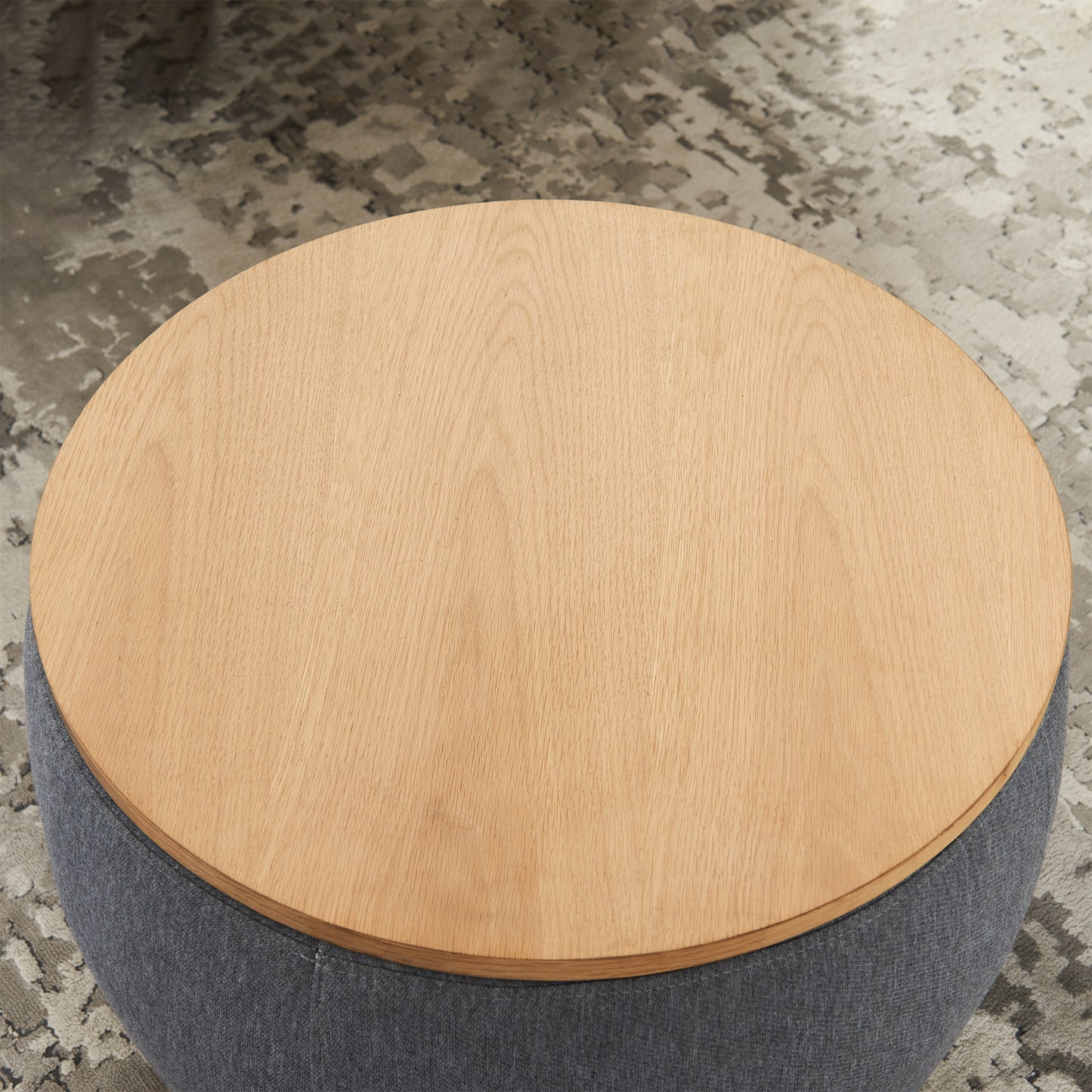 Round Storage Ottoman, 2 in 1 Function, Work as End table and Ottoman, Dark Grey (25.5"x25.5"x14.5") image 6
