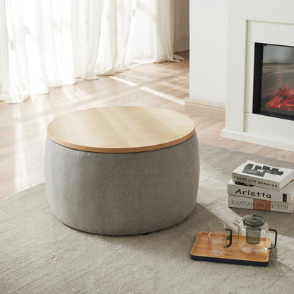 Round Storage Ottoman, 2 in 1 Function, Work as End table and Ottoman, Dark Grey (25.5"x25.5"x14.5") image 7