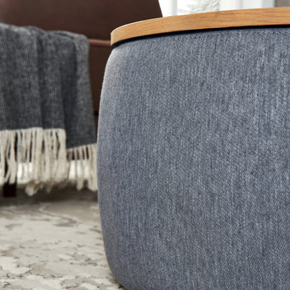 Round Storage Ottoman, 2 in 1 Function, Work as End table and Ottoman, Dark Grey (25.5"x25.5"x14.5") image 8