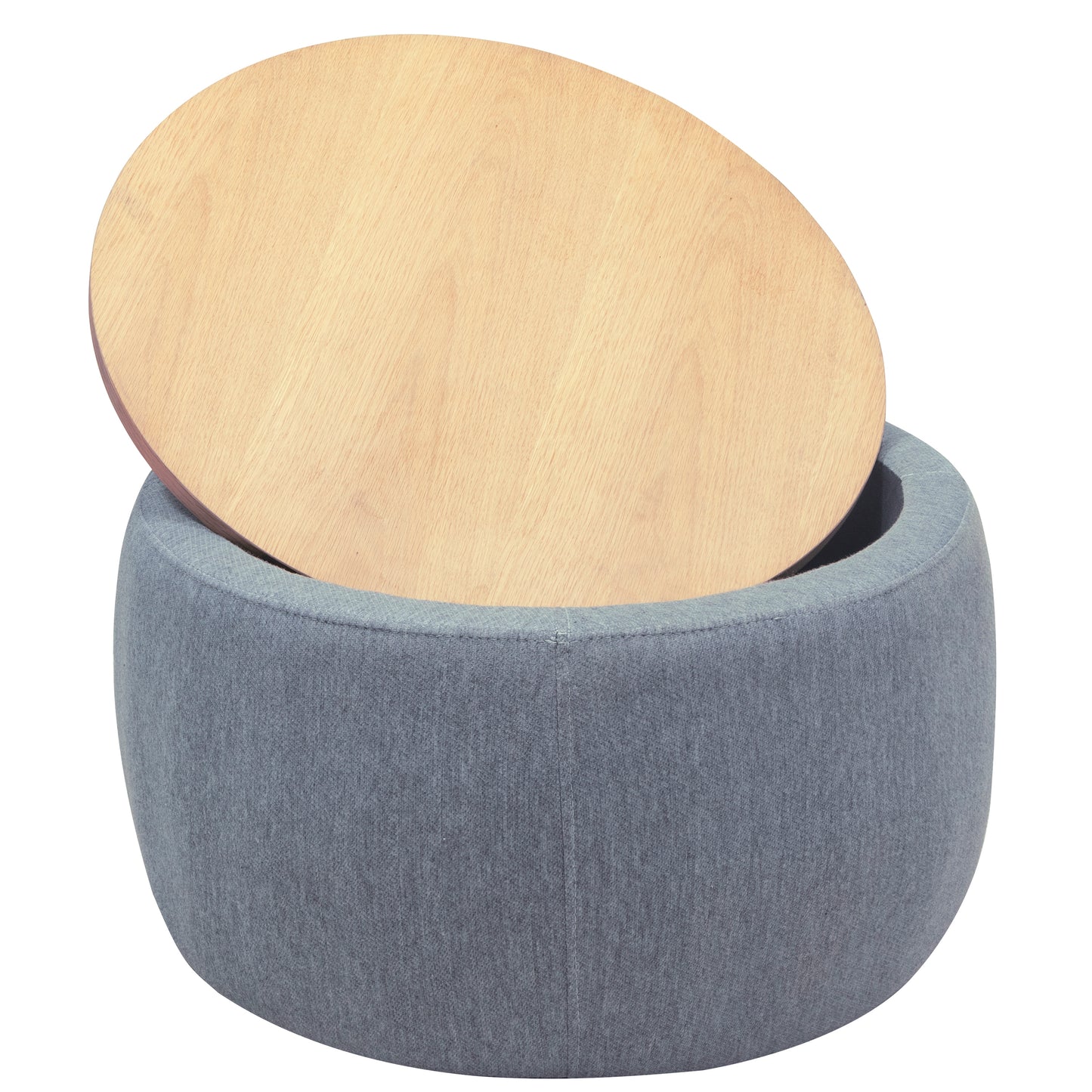 Round Storage Ottoman, 2 in 1 Function, Work as End table and Ottoman, Dark Grey (25.5"x25.5"x14.5") image 9