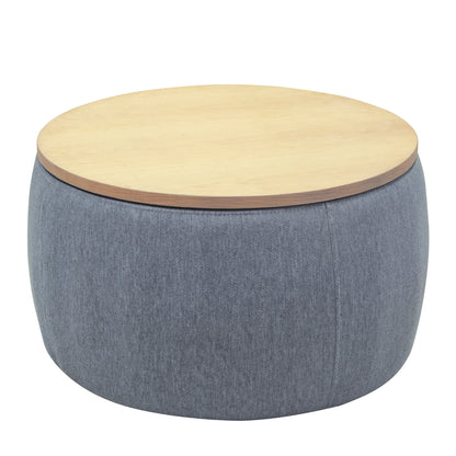 Round Storage Ottoman, 2 in 1 Function, Work as End table and Ottoman, Dark Grey (25.5"x25.5"x14.5") image 10
