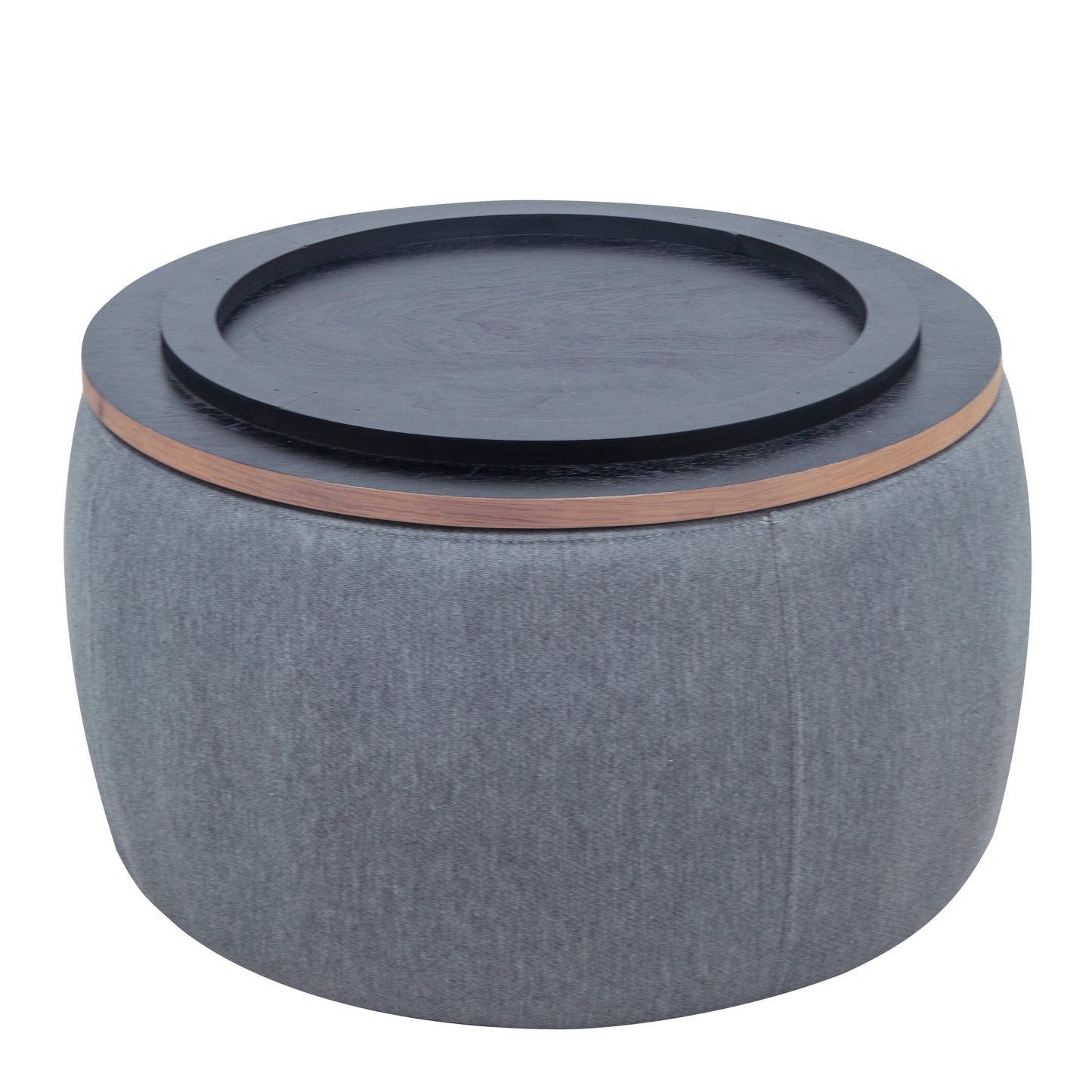 Round Storage Ottoman, 2 in 1 Function, Work as End table and Ottoman, Dark Grey (25.5"x25.5"x14.5") image 11