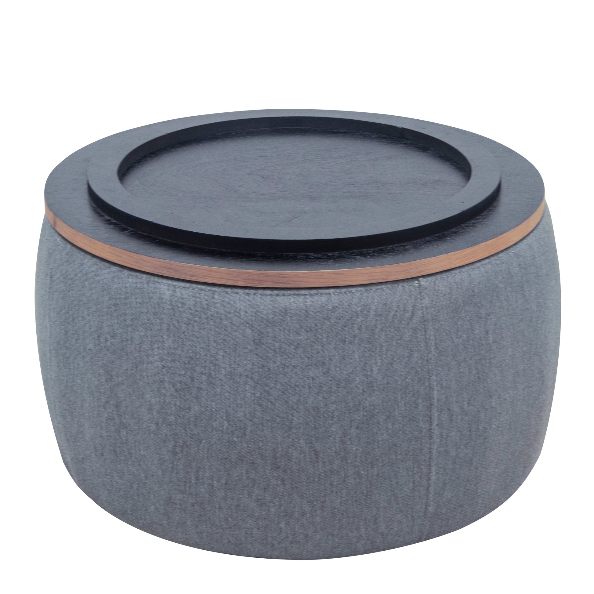 Round Storage Ottoman, 2 in 1 Function, Work as End table and Ottoman, Dark Grey (25.5"x25.5"x14.5") image 11