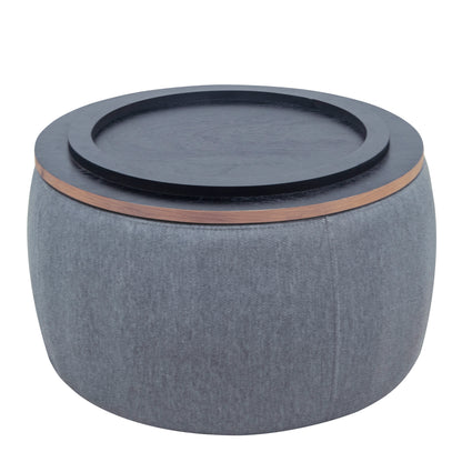 Round Storage Ottoman, 2 in 1 Function, Work as End table and Ottoman, Dark Grey (25.5"x25.5"x14.5") image 11