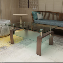 Rectangle  Glass Coffee Table, Clear Coffee Table Modern Side Center Tables for Living Room Living Room Furniture