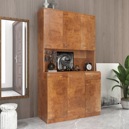 70.87" Tall Wardrobe& Kitchen Cabinet, with 6-Doors, 1-Open Shelves and 1-Drawer for bedroom,Walnut image 5