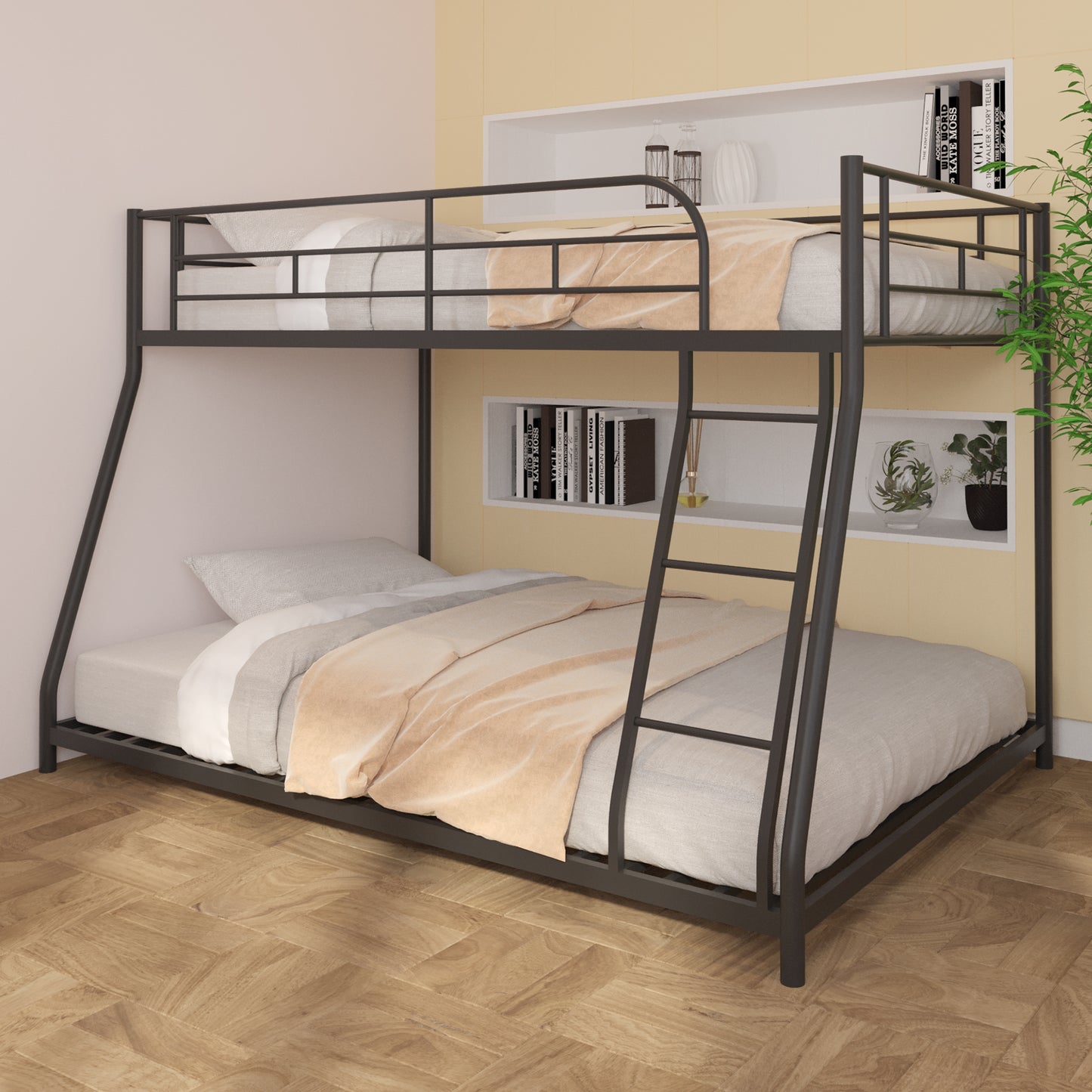 Metal Twin over Full Bunk Bed/ Heavy-duty Sturdy Metal/ Noise Reduced/ Squeak Free/ Wooden Slat/ No Box Spring Needed image 2
