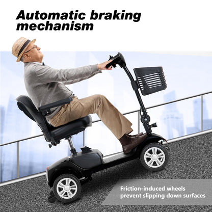 Four wheels Compact Travel Mobility Scooter with 300W Motor for Adult-300lbs, Gloss Black image 6