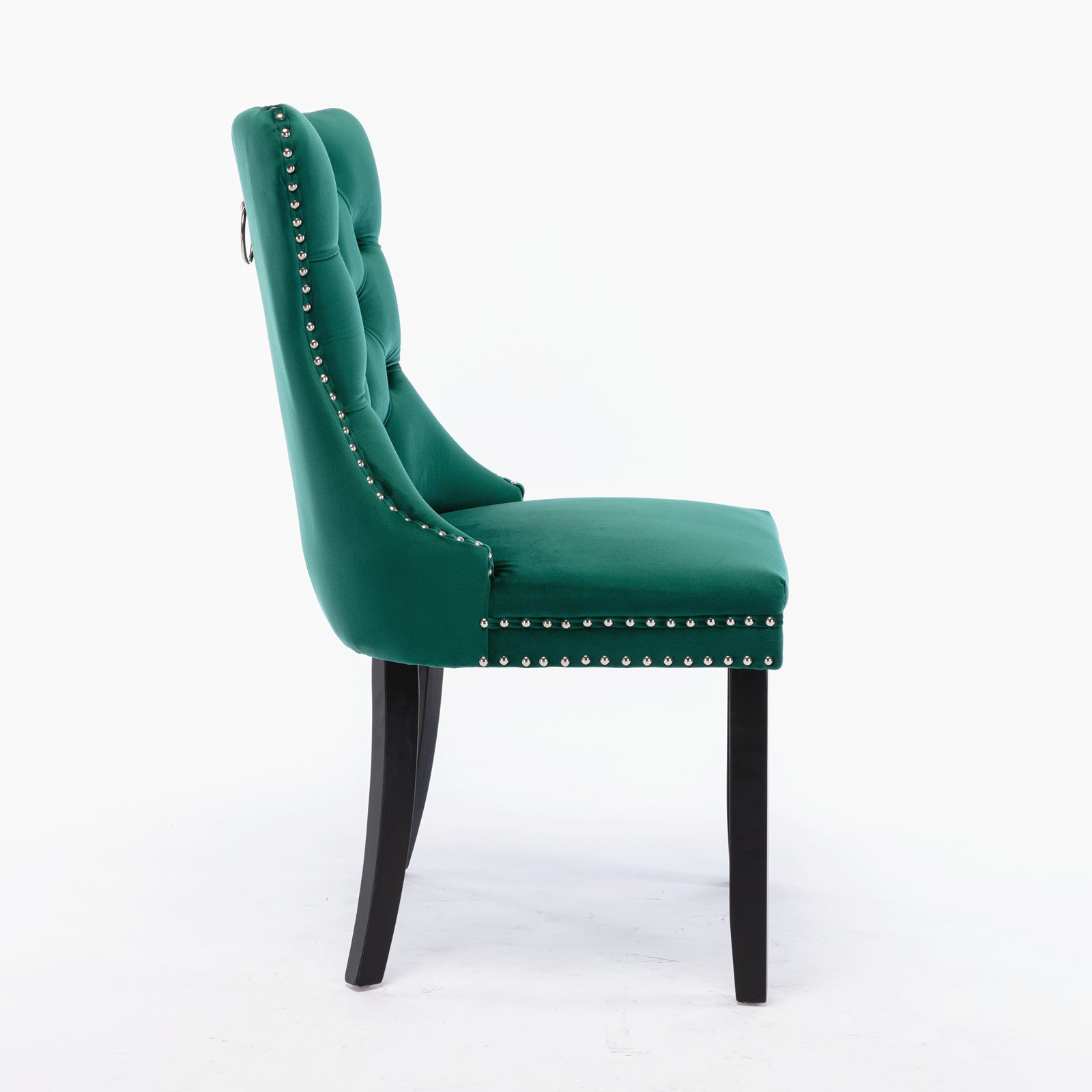 Nikki Collection Modern, High-end Tufted Solid Wood Contemporary Velvet Upholstered Dining Chair with Wood Legs Nailhead Trim 2-Pcs Set,Green, SW2001GN image 4